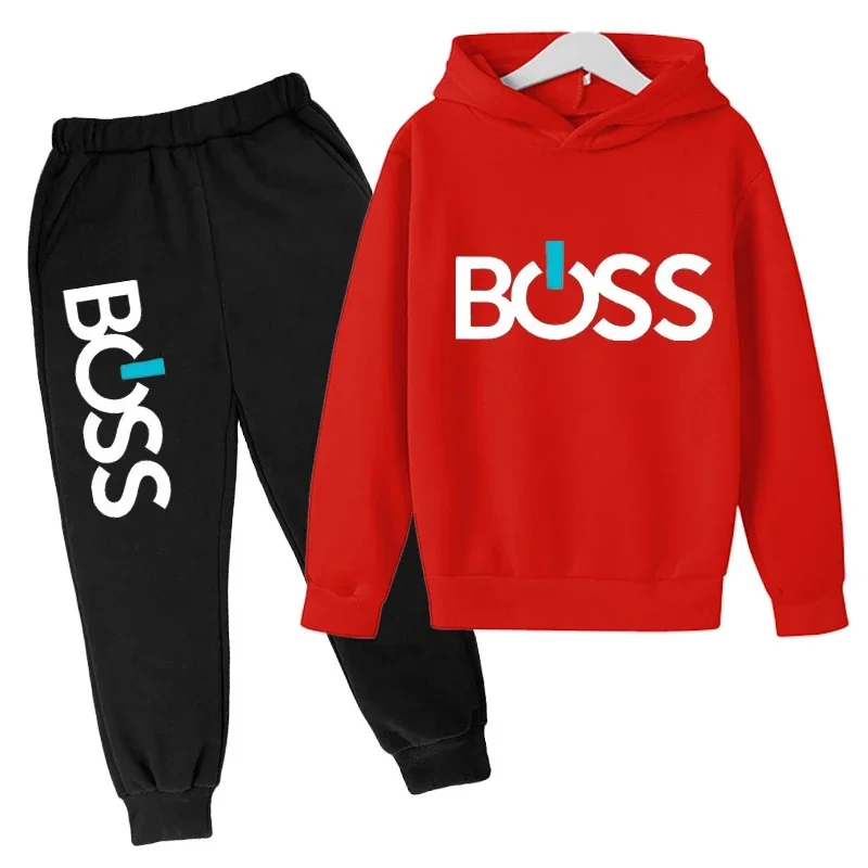 BRAND BOSS Print Pullover Long Sleeve Hoodie Tops+Pants Tracksuit 4-14 Years Spring Autumn Boys Girls Casual Children's Clothes : Factory Seconds/Rejects – Refurbished – Never Used (Brand New) - Image 6