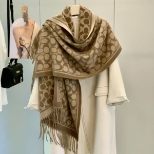 Autumn and winter popular imitation cashmere Brand COACH scarf, women's double-sided thick tassel shawl, dual-use warm and versatile scarf: Factory Seconds/Rejects – Refurbished – Never Used (Brand New)