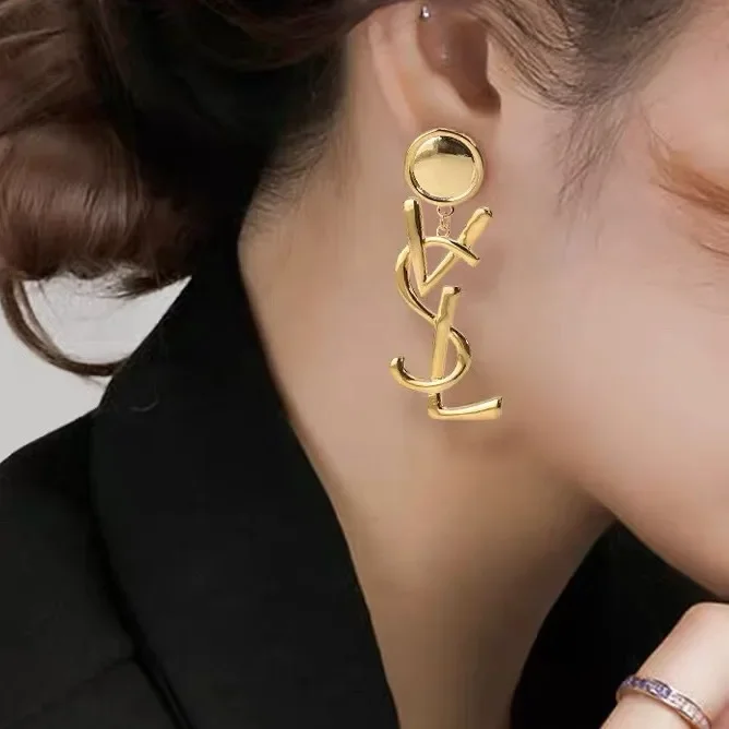 Opulent Feeling Metal Letter Women Statement Ear Jewellery Lady Elegant Drop Earrings Lightweight Luxury Earrings Ladies: Factory Seconds/Rejects – Refurbished – Never Used (Brand New) - Image 2