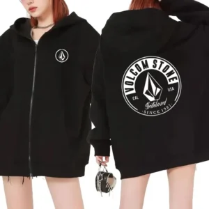 Zipper Sweatshirt Volcom Stone Graphics Double sided Printed Wool Jacket Coat Unisex Clothing: Factory Seconds/Rejects – Refurbished – Never Used (Brand New)