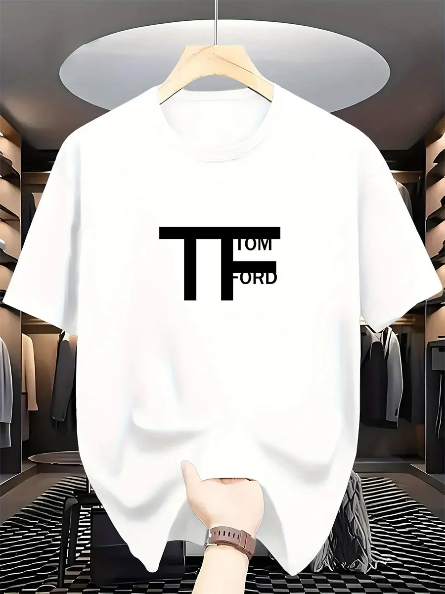 Leisure fashion trend international brand TOM FORD men's printed T-shirt, pure cotton round-neck, urban style, high-end and high-qua: Factory Seconds/Rejects – Refurbished – Never Used (Brand New)