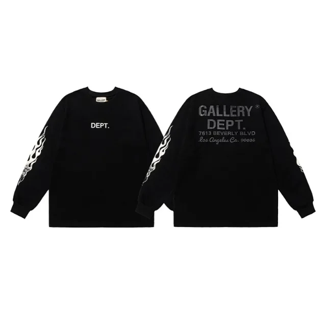 Casual Basic round Neck Sweatshirt Men's Fashion Hip Hop High Street Sleeve Flame Pattern Comfortable Loose Fit Streetwear: Factory Seconds/Rejects - Refurbished - Never Used (Brand New)