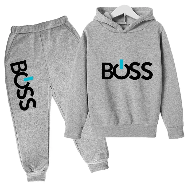 BRAND BOSS Print Pullover Long Sleeve Hoodie Tops+Pants Tracksuit 4-14 Years Spring Autumn Boys Girls Casual Children's Clothes : Factory Seconds/Rejects – Refurbished – Never Used (Brand New) - Image 3