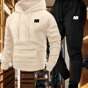 Men's Sporty Two-Piece Set Hoodie And Pants Gray Black Logo Non-Stretch Regular Fit with Pockets for Fall/Winter: Factory Seconds/Rejects – Refurbished – Never Used (Brand New)