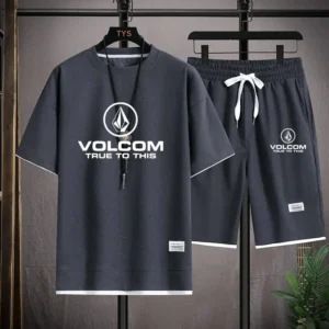 VOLCOM New Men's Waffle Sport T-shirt and Shorts Set Printed Casual Sportswear Fashion Short Sleeve T-shirt Summer Daily Outdoor: Factory Seconds/Rejects – Refurbished – Never Used (Brand New)