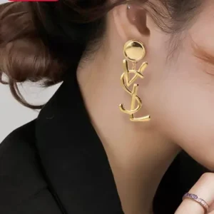Opulent Feeling Metal Letter Women Statement Ear Jewellery Lady Elegant Drop Earrings Lightweight Luxury Earrings Ladies: Factory Seconds/Rejects – Refurbished – Never Used (Brand New)
