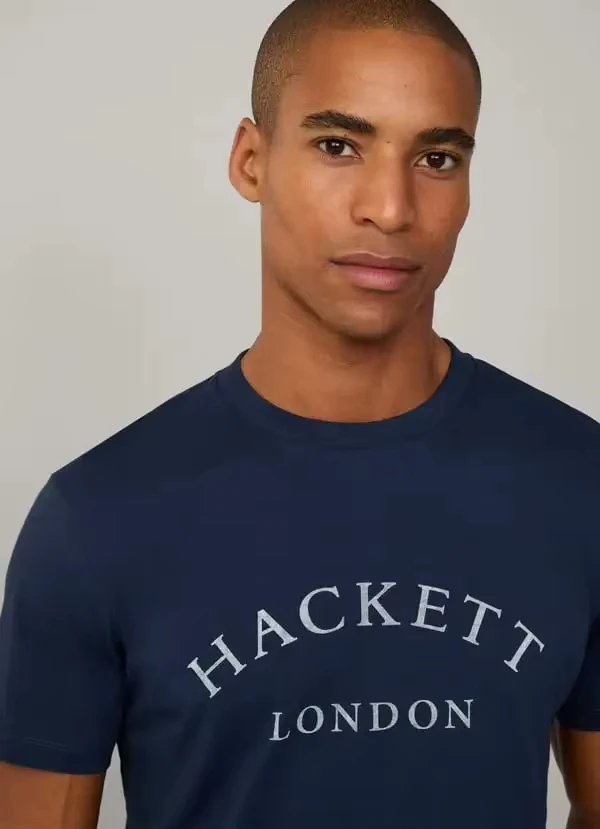 Brand Hackett Cotton T Shirt Europe Brand Men's Classic Fit Box Logo Print Loose Short Sleeve Round Neck Casual Tee: Factory Seconds/Rejects – Refurbished – Never Used (Brand New)