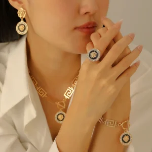 Vintage Royal Baroque Jewelry Set for Women Party Accessories Luxury Lion Head Crystal Crown Pendant Necklace Earrings Bracelet: Factory Seconds/Rejects – Refurbished – Never Used (Brand New)