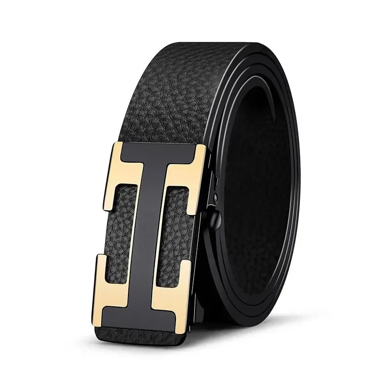 Genuine Leather Belt for Men Automatic Buckle Toothless Versatile Business Top Layer Cowhide Waist Belt Male Fashion Accessory: Factory Seconds/Rejects – Refurbished – Never Used (Brand New) - Image 3