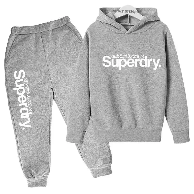 Boys Girls BRAND SUPER DRY Coat + Pants Casual Sports Set 3-12Yrs Children's brand Sweatshirt Hoodie suits: Factory Seconds/Rejects – Refurbished – Never Used (Brand New) - Image 5