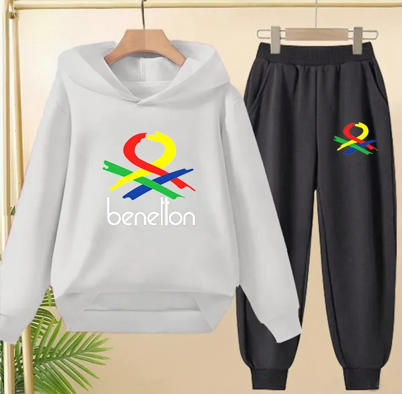 2025 Spring Autumn Outfits Kids Leisure Letter Print 2pcs Hoodie+Pants Tracksuits 3-13 Years Boys Girls Hoodie Pullover Children: Factory Seconds/Rejects – Refurbished – Never Used (Brand New) - Image 2