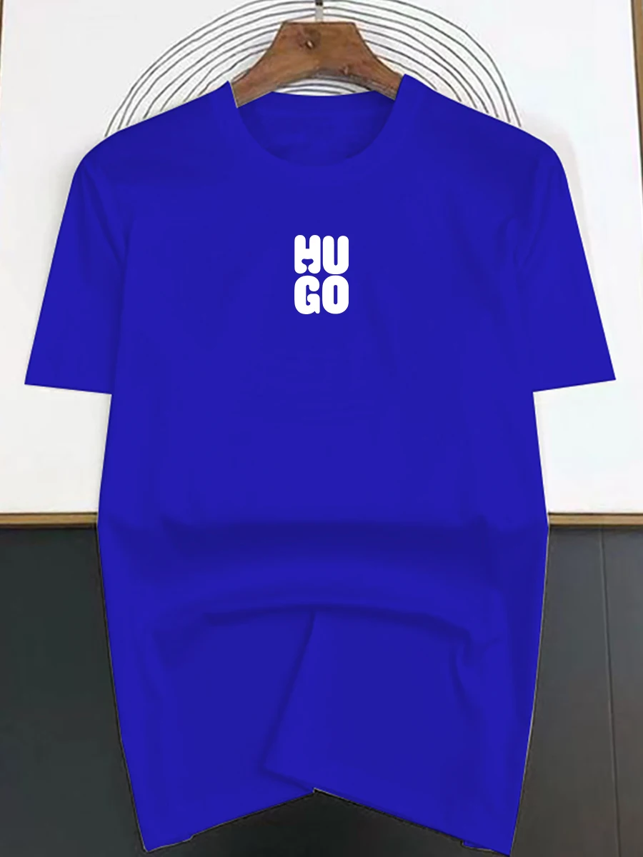 American Trendy Brand HUGO Cotton Short-sleeved T-shirt Men's and Women's Summer Casual Crew Neck T-shirts Tops: Factory Seconds/Rejects – Refurbished – Never Used (Brand New) - Image 3