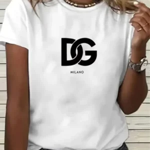 2025 Ladies Hot Sale Brand Printed T-shirt Fashion Casual Letter Simple Pattern Top Summer Short Sleeve Loose Women's Cotton Top: Factory Seconds/Rejects – Refurbished – Never Used (Brand New)