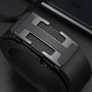 Genuine Leather Belt for Men Automatic Buckle Toothless Versatile Business Top Layer Cowhide Waist Belt Male Fashion Accessory: Factory Seconds/Rejects – Refurbished – Never Used (Brand New)