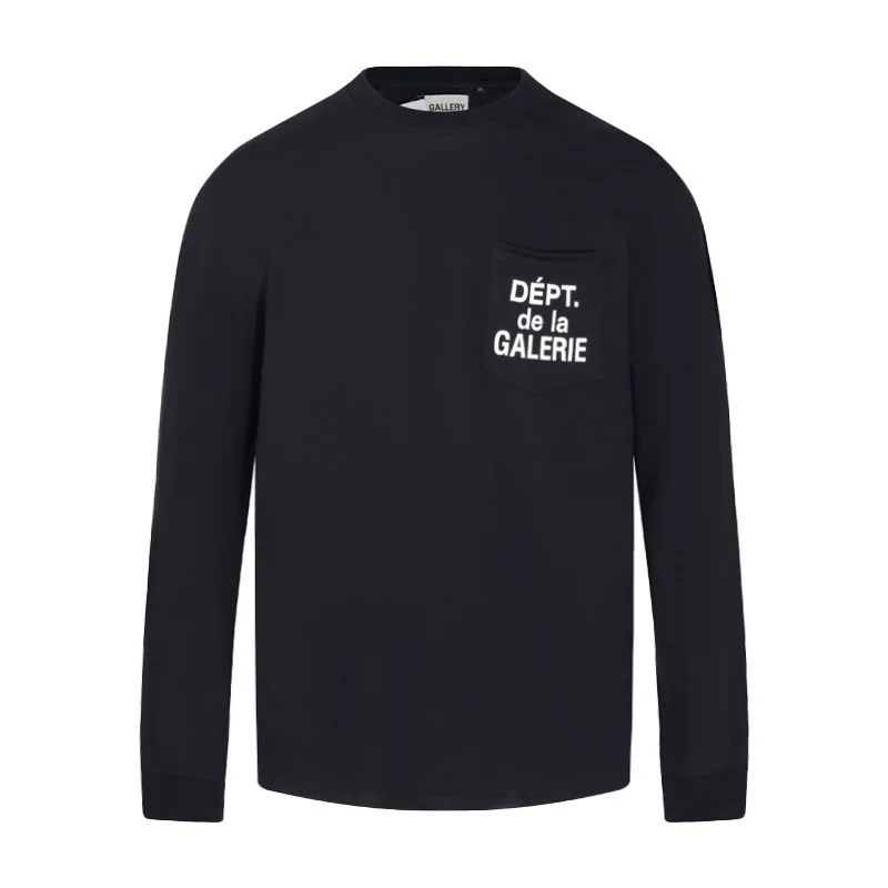 Classic Letter French Slogan Printed Long Sleeve round Neck Pocket T-Shirt Trendy Base Shirt High Street Style Cotton Loose Fit: Factory Seconds/Rejects - Refurbished - Never Used (Brand New) - Image 5