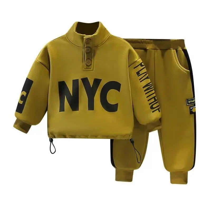 Boys' BRAND NYC Baby Plush Set Autumn and Winter New Handsome Children's Sports and Leisure Hoodie and Pants Boys' Two Piece Set: Factory Seconds/Rejects – Refurbished – Never Used (Brand New) - Image 5