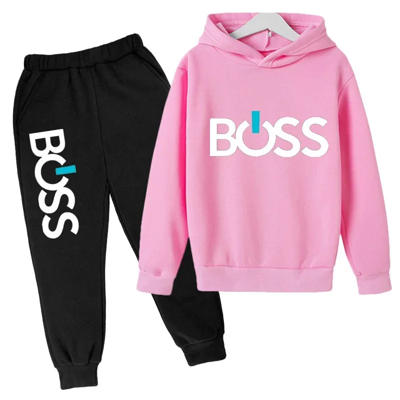 BRAND BOSS Print Pullover Long Sleeve Hoodie Tops+Pants Tracksuit 4-14 Years Spring Autumn Boys Girls Casual Children's Clothes : Factory Seconds/Rejects – Refurbished – Never Used (Brand New) - Image 5