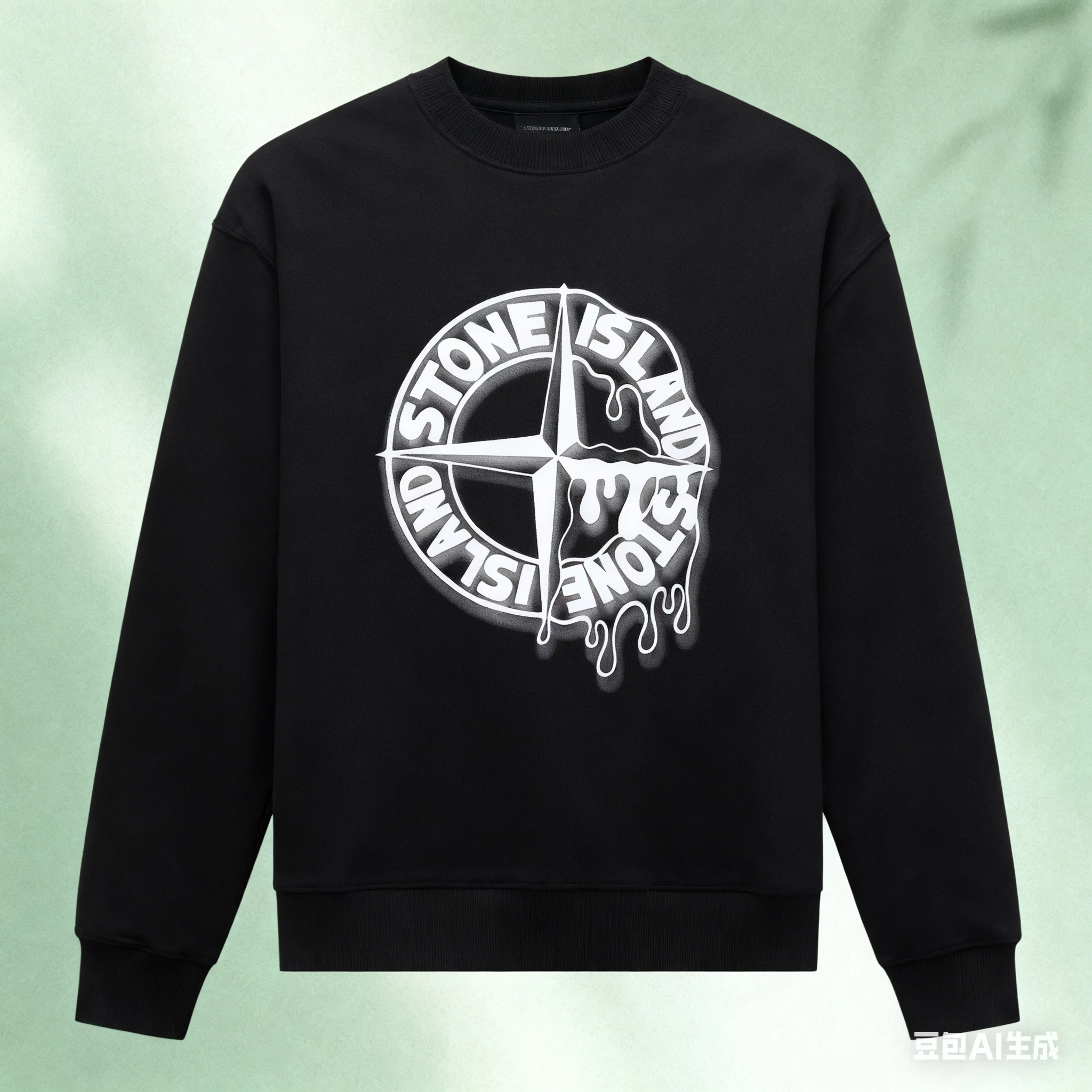 Men's autumn and winter Brand STONE ISLAND fashionable casual loose retro motorcycle graphic print long sleeved round neck sweatshirt: Factory Seconds/Rejects – Refurbished – Never Used (Brand New) - Image 2