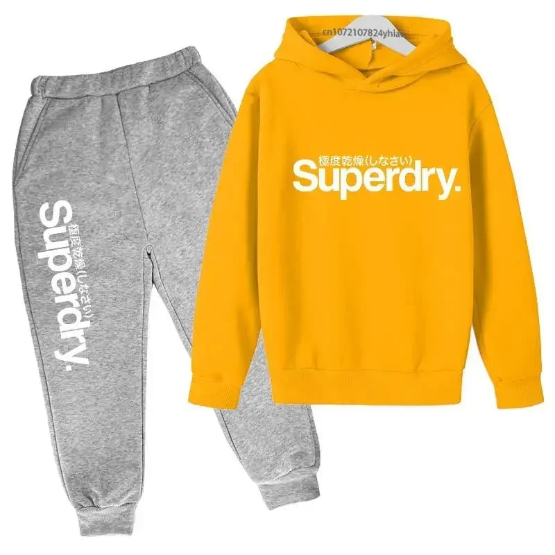 Boys Girls BRAND SUPER DRY Coat + Pants Casual Sports Set 3-12Yrs Children's brand Sweatshirt Hoodie suits: Factory Seconds/Rejects – Refurbished – Never Used (Brand New) - Image 6