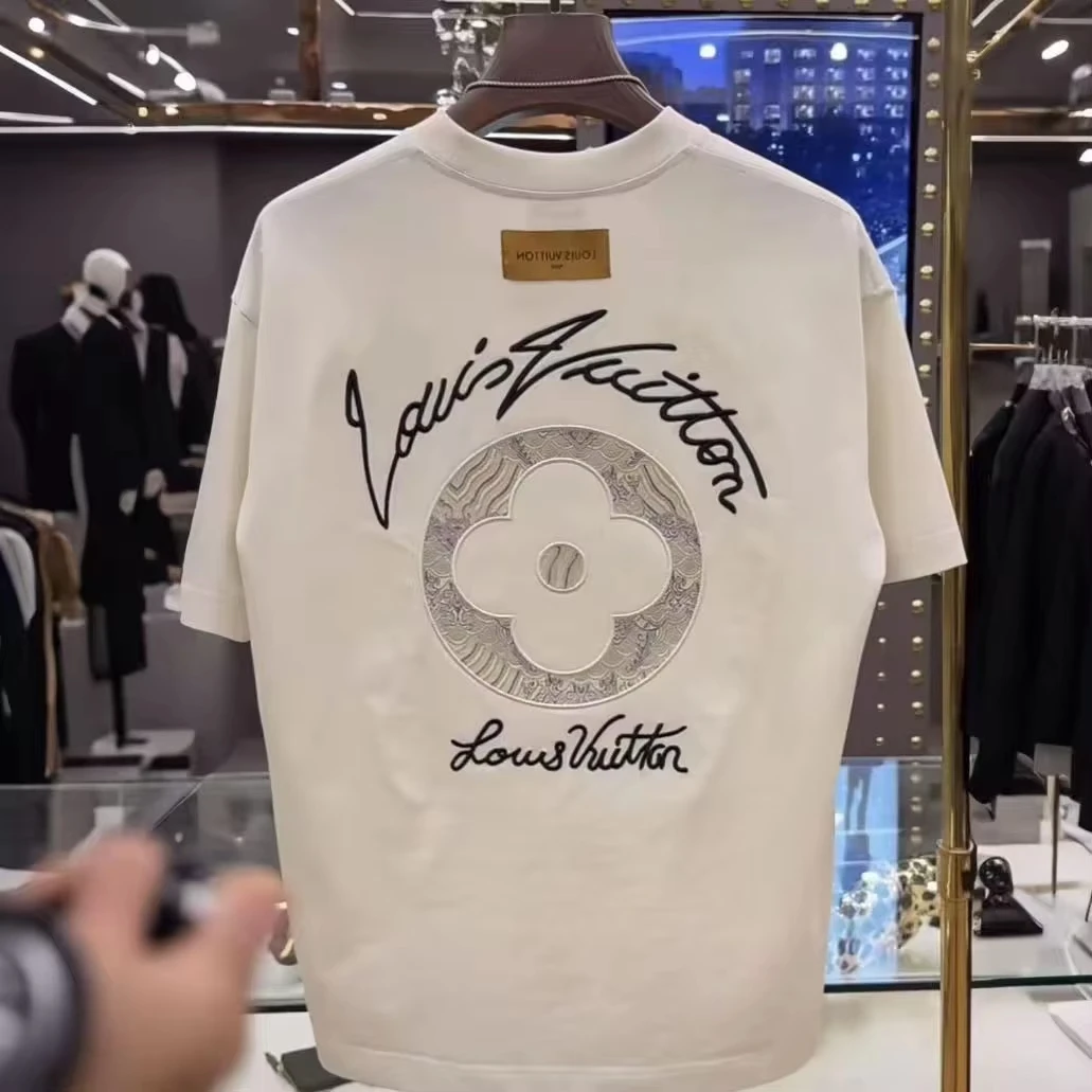 Trend autumn and winter print luxury brand LV cotton men's and women's short-sleeved T-shirts: Factory Seconds/Rejects – Refurbished – Never Used (Brand New) - Image 2