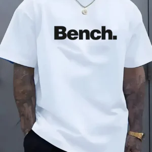 Men's Summer 100% Cotton High Quality Fashionable Casual Sports Loose Bench Printed Round Neck Short Sleeve T-shirt Top: Factory Seconds/Rejects - Refurbished - Never Used (Brand New)