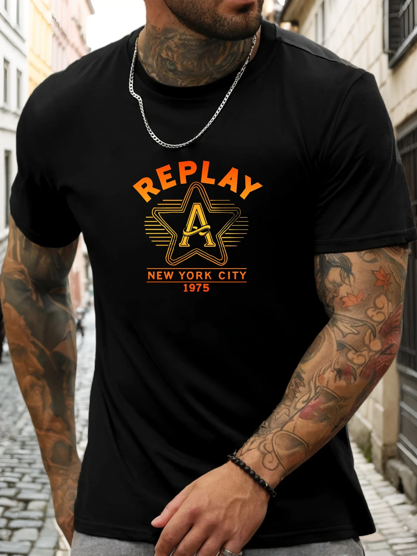 Short Sleeve T-Shirt REPLAY Men's 100% Cotton T - Shirt Round Neck Breathable Casual Fashion Cool Tee: Factory Seconds/Rejects - Refurbished - Never Used (Brand New)