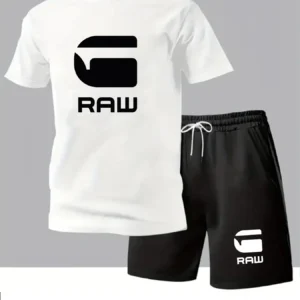 2025 summer fashion 2-piece set, casual sports T-shirt shorts set, 3D letter creative printing, breathable short sleeves: Factory Seconds/Rejects - Refurbished - Never Used (Brand New)