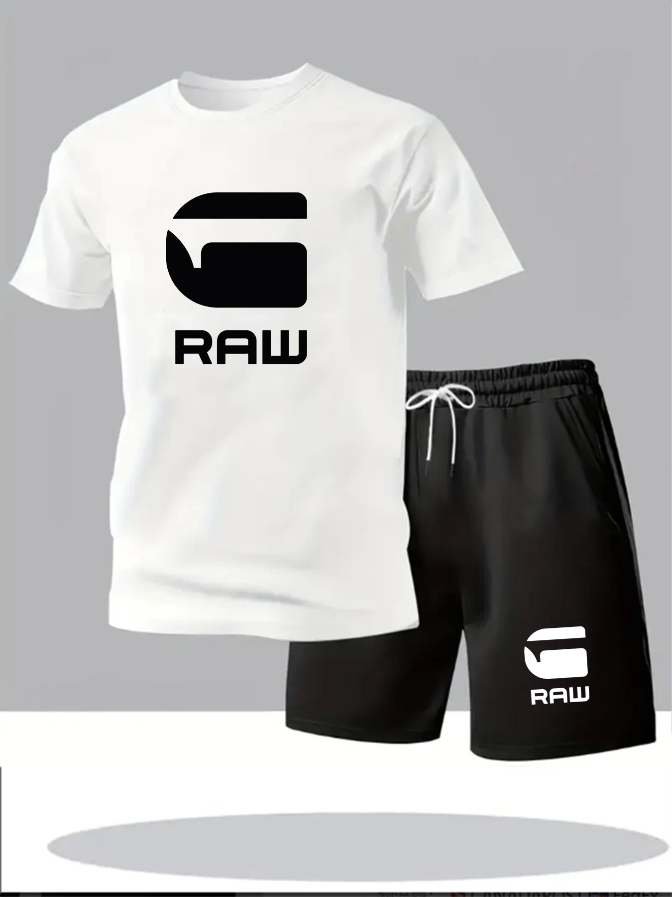 2025 summer fashion 2-piece set, casual sports T-shirt shorts set, 3D letter creative printing, breathable short sleeves: Factory Seconds/Rejects - Refurbished - Never Used (Brand New)