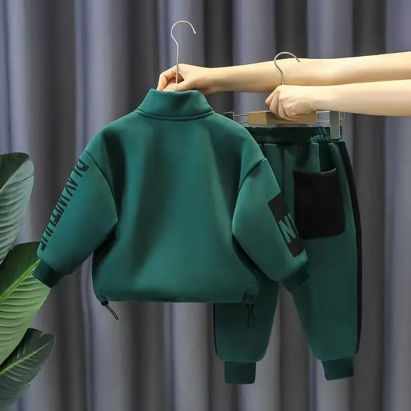 Boys' BRAND NYC Baby Plush Set Autumn and Winter New Handsome Children's Sports and Leisure Hoodie and Pants Boys' Two Piece Set: Factory Seconds/Rejects – Refurbished – Never Used (Brand New) - Image 4