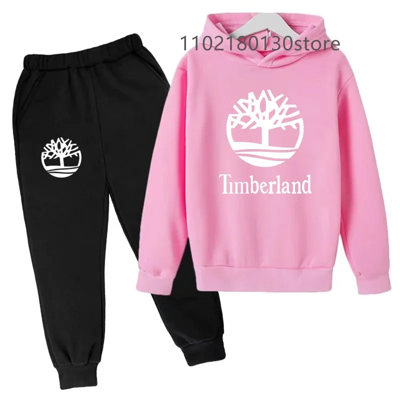 Kids BRAND TIMBERLAND Casual Spring Autumn 2pcs Letter Print Long Sleeve Hoodie+Pants Tracksuits 2-13 Years Boys Girls Fashion Child Clothes Sets - AliExpress 1501 - Image 3