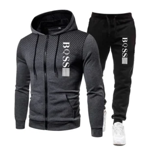 Fashion Print Tracksuit for Men Zipper Hooded Sweatshirt and Sweatpants Two Pieces Suits Male Casual Fitness Jogging Sports Sets: Factory Seconds/Rejects – Refurbished – Never Used (Brand New)