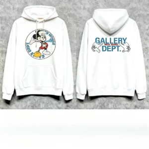 Cool Mickey co branded hooded sweatshirt for men and women, loose fit with GALLERY DEPT printed back, available in multiple colour: Factory Seconds/Rejects – Refurbished – Never Used (Brand New)