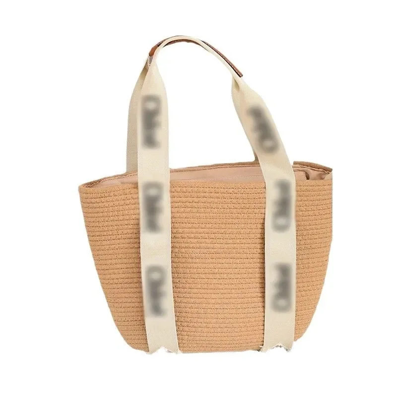 Simple Cotton Woven Tote Bag Summer Large Capacity with Lining Handheld Casual Beach Bag Neutral Minimalist Style Zipper Closure: Factory Seconds/Rejects – Refurbished – Never Used (Brand New) - Image 10