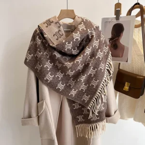 Fashion Luxury Brand CELINE Soft Faux Cashmere Shawl Long Scarf Double Sides Women Winter Warm Neckerchief Spring Autumn Cape: Factory Seconds/Rejects – Refurbished – Never Used (Brand New)