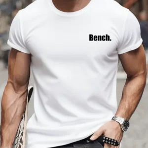 Men's BRAND BENCH 100% Cotton High Quality Fashionable Casual Sports Loose Bench Printed Round Neck Short Sleeve T-shirt Top : Factory Seconds/Rejects – Refurbished – Never Used (Brand New)