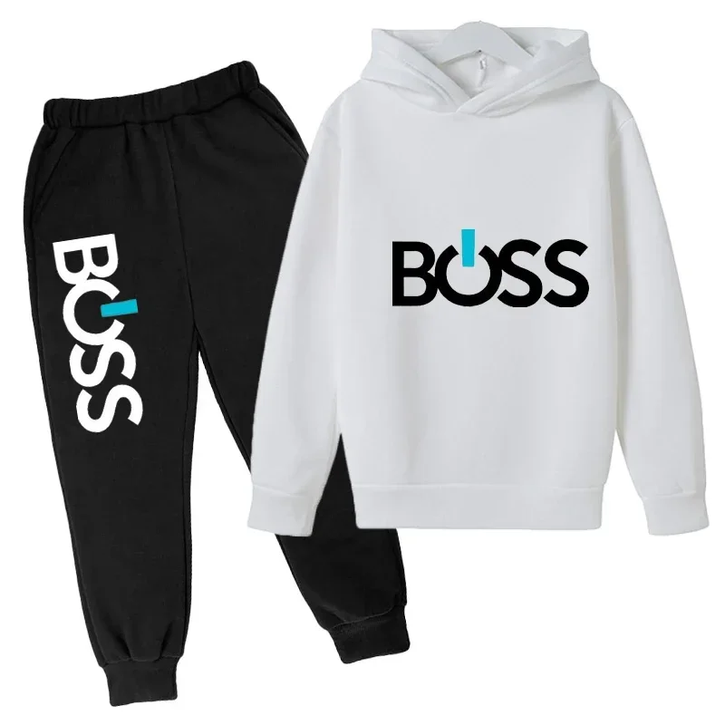 BRAND BOSS Print Pullover Long Sleeve Hoodie Tops+Pants Tracksuit 4-14 Years Spring Autumn Boys Girls Casual Children's Clothes : Factory Seconds/Rejects – Refurbished – Never Used (Brand New) - Image 2