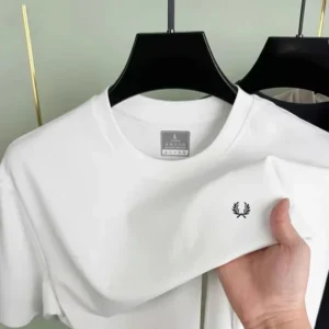New Luxury Brand FRED PERRY Cotton Men's Round Neck Seamless Short Sleeve T-shirt Summer Fashion Wheat Embroidery Original Korean Style Top, : Factory Seconds/Rejects – Refurbished – Never Used (Brand New)