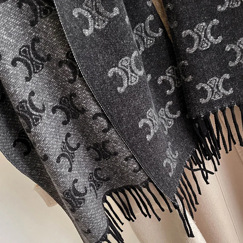 Fashion Luxury Brand CELINE Soft Faux Cashmere Shawl Long Scarf Double Sides Women Winter Warm Neckerchief Spring Autumn Cape: Factory Seconds/Rejects – Refurbished – Never Used (Brand New) - Image 3