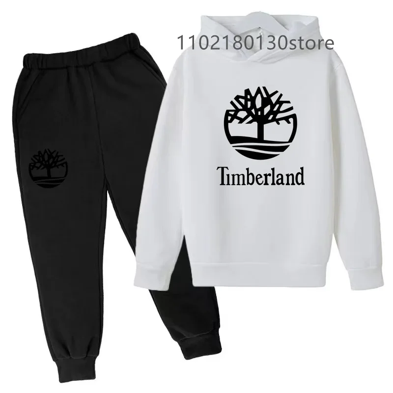 Kids BRAND TIMBERLAND Casual Spring Autumn 2pcs Letter Print Long Sleeve Hoodie+Pants Tracksuits 2-13 Years Boys Girls Fashion Child Clothes Sets - AliExpress 1501 - Image 2