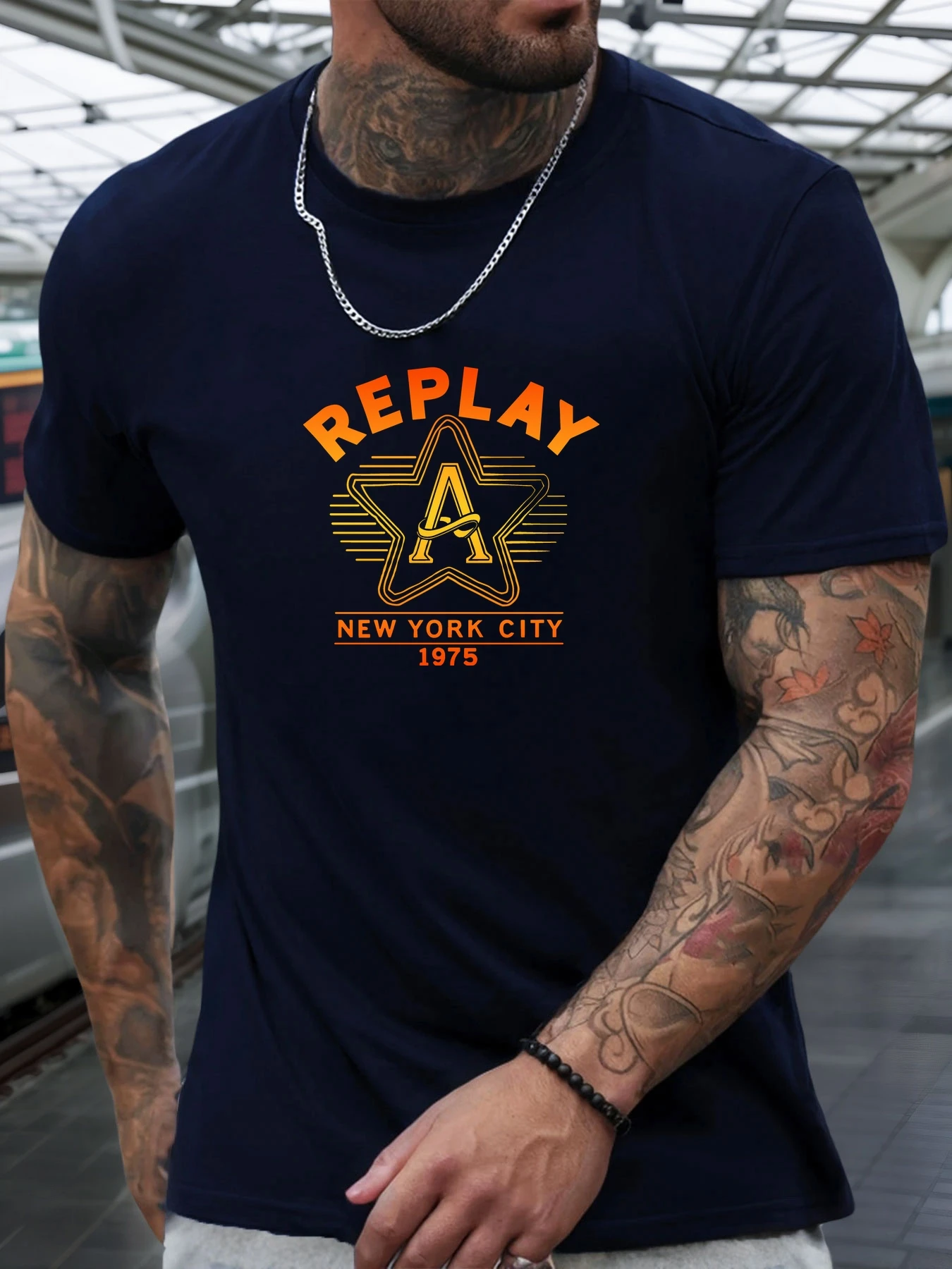 Short Sleeve T-Shirt REPLAY Men's 100% Cotton T - Shirt Round Neck Breathable Casual Fashion Cool Tee: Factory Seconds/Rejects - Refurbished - Never Used (Brand New) - Image 4