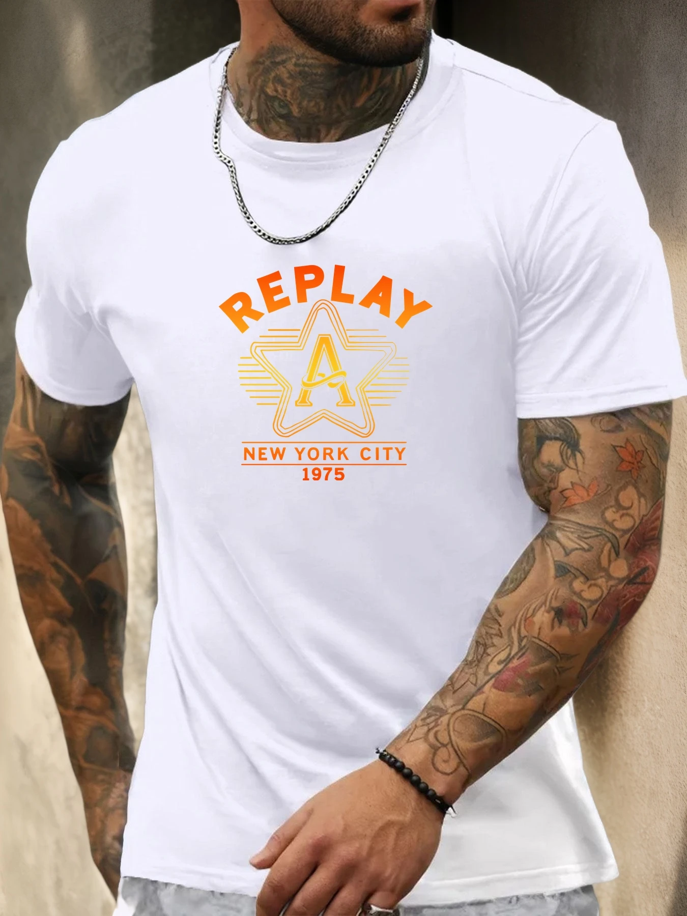 Short Sleeve T-Shirt REPLAY Men's 100% Cotton T - Shirt Round Neck Breathable Casual Fashion Cool Tee: Factory Seconds/Rejects - Refurbished - Never Used (Brand New) - Image 2