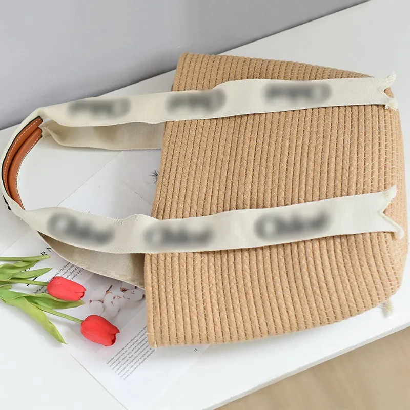 Simple Cotton Woven Tote Bag Summer Large Capacity with Lining Handheld Casual Beach Bag Neutral Minimalist Style Zipper Closure: Factory Seconds/Rejects – Refurbished – Never Used (Brand New) - Image 3