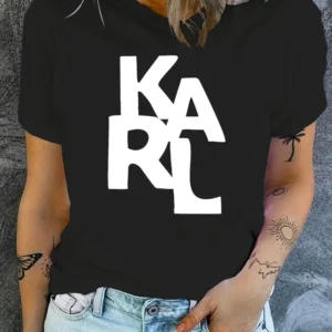 2025 KARL Women's T-Shirt Letter Printing Short Sleeve Cotton Tees High Quality Luxury Brand T-shirt Summer Streetwear Y2k Tops: Factory Seconds/Rejects – Refurbished – Never Used (Brand New)
