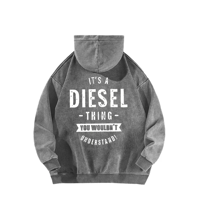 It's A Diesel Thing You Wouldn't Understand Graphic Hoodie Vintage Washed Pullover For Men Women Long Sleeve Hooded Sweatshirt: Factory Seconds/Rejects – Refurbished – Never Used (Brand New) - Image 2