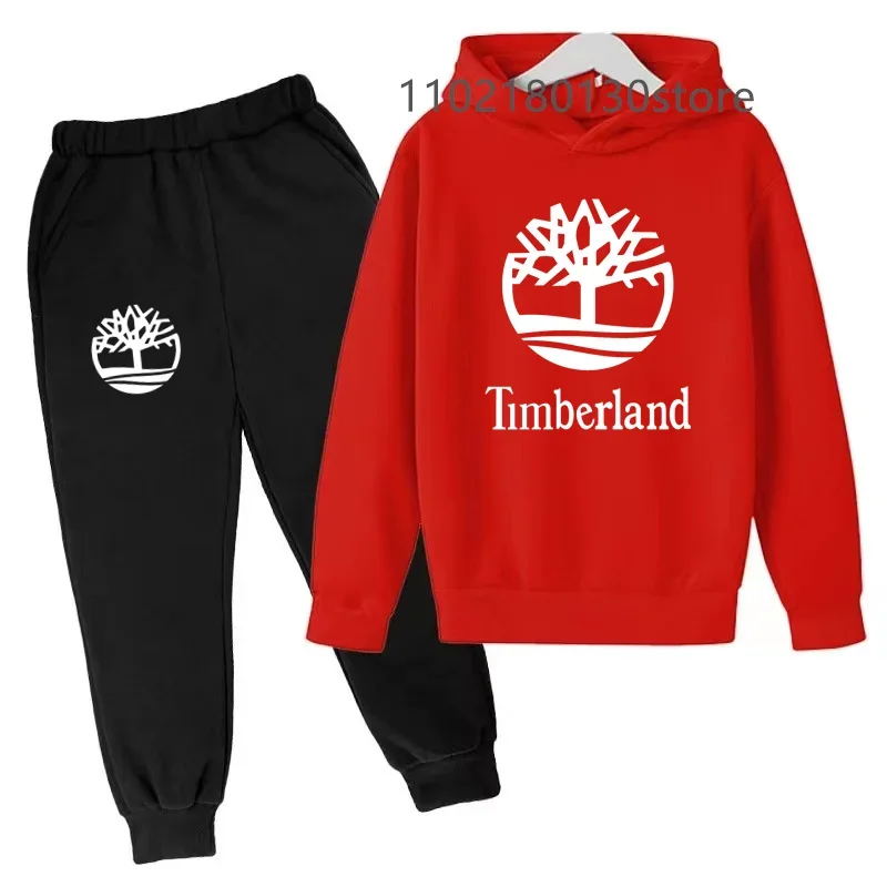 Kids BRAND TIMBERLAND Casual Spring Autumn 2pcs Letter Print Long Sleeve Hoodie+Pants Tracksuits 2-13 Years Boys Girls Fashion Child Clothes Sets - AliExpress 1501 - Image 4