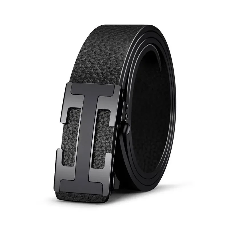 Genuine Leather Belt for Men Automatic Buckle Toothless Versatile Business Top Layer Cowhide Waist Belt Male Fashion Accessory: Factory Seconds/Rejects – Refurbished – Never Used (Brand New) - Image 2