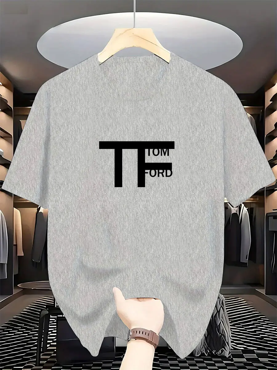 Leisure fashion trend international brand TOM FORD men's printed T-shirt, pure cotton round-neck, urban style, high-end and high-qua: Factory Seconds/Rejects – Refurbished – Never Used (Brand New) - Image 2