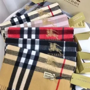 Burberry Cashmere Scarf Fashionable Versatile Warm Neck Warmer Winter Outerwear Flat Weave Wool Scarf: Factory Seconds/Rejects – Refurbished – Never Used (Brand New)