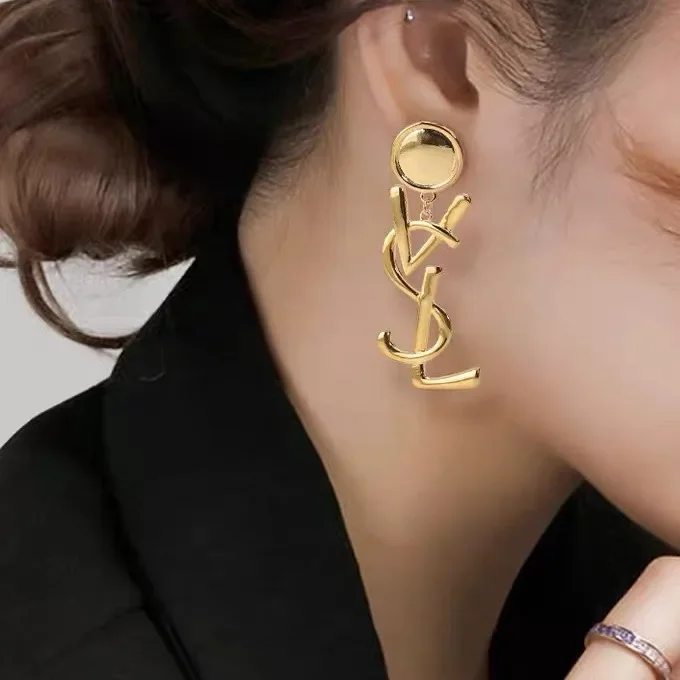 Opulent Feeling Metal Letter Women Statement Ear Jewellery Lady Elegant Drop Earrings Lightweight Luxury Earrings Ladies: Factory Seconds/Rejects – Refurbished – Never Used (Brand New) - Image 4