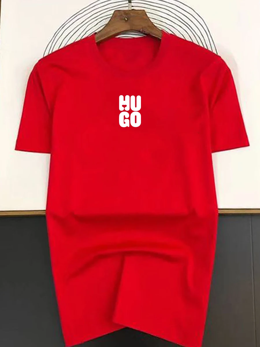 American Trendy Brand HUGO Cotton Short-sleeved T-shirt Men's and Women's Summer Casual Crew Neck T-shirts Tops: Factory Seconds/Rejects – Refurbished – Never Used (Brand New) - Image 2